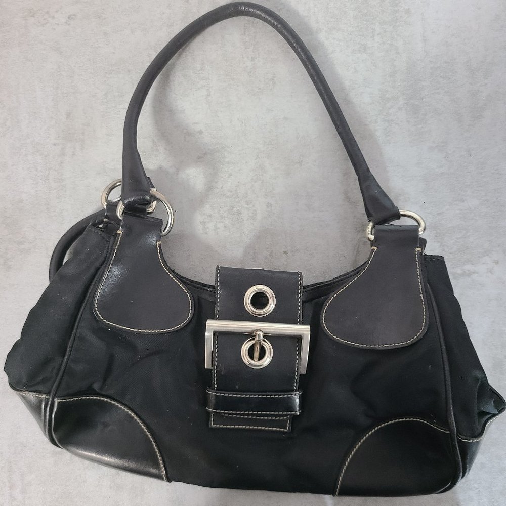 Black Prada Nylon and Leather Shoulder Bag